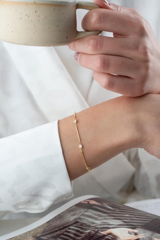 Bracelet - Argent plaqué or jaune et zircons