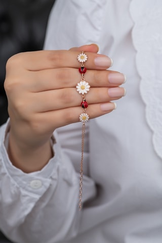 Bracelet - Argent, plaqué or rose et zircons