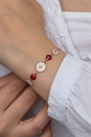 Bracelet - Argent, plaqué or rose et zircons