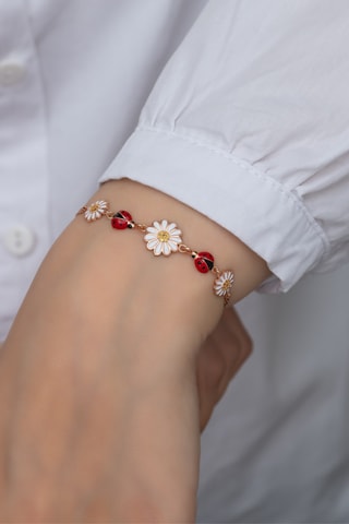 Bracelet - Argent, plaqué or rose et zircons
