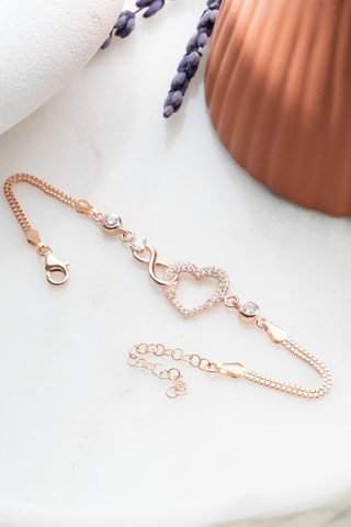 Bracelet - Argent plaqué or rose et zircons