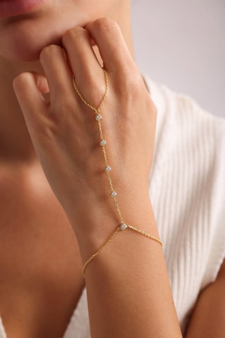 Bracelet 2-en-1 - Argent plaqué or jaune et zircons