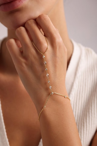 Bracelet 2-en-1 - Argent plaqué or jaune et zircons