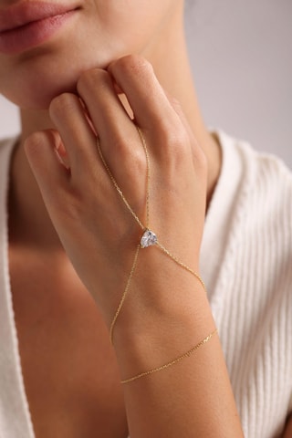 Bracelet 2-en-1 - Argent plaqué or jaune et zircon