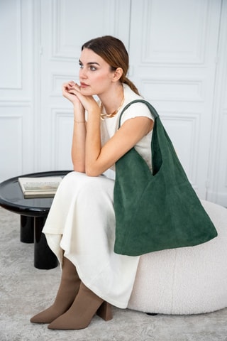 Mala shopper de nobuck Deni - Verde