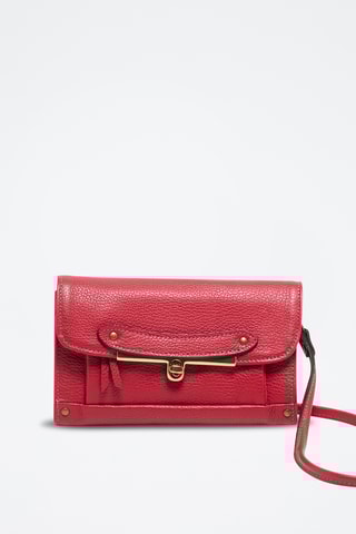 Mala a tiracolo em couro Simone - Vermelho e dourado