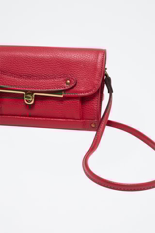 Mala a tiracolo em couro Simone - Vermelho e dourado