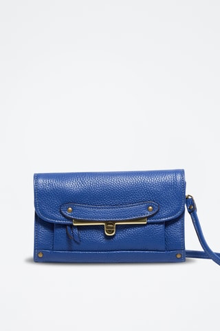 Mala a tiracolo em couro Simone - Azul e dourado