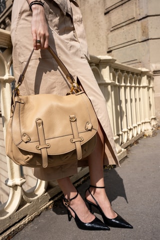 Sac bandoulière en cuir Jamily - Nude
