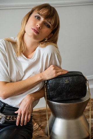 Mala a tiracolo em couro Amaia - Preto