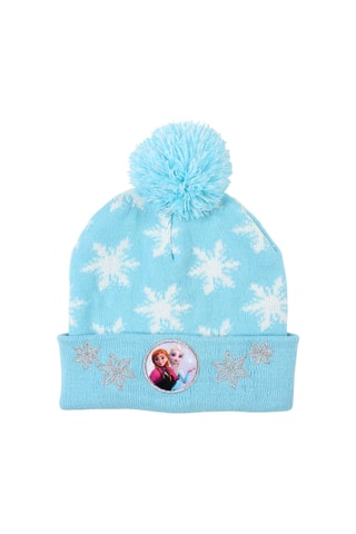 Bonnet à pompon et gants Elsa et Anna La Reine des Neiges Disney - Ciel