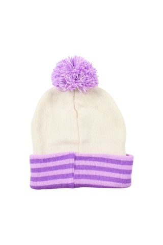 Bonnet à pompon Elsa et Anna La Reine des Neiges Disney - Beige et violet