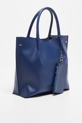 Leren Handtas Lava Marineblauw