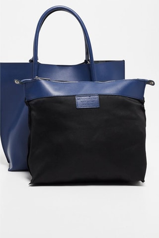 Leren Handtas Lava Marineblauw