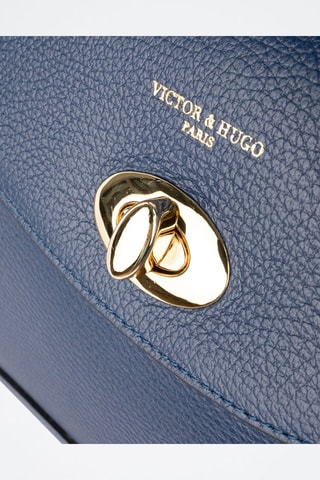 Leren Handtas Winy   - Blauw en goudkleurig