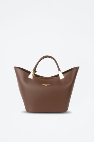 Leren Handtas Lety   - Bruin en goudkleurig
