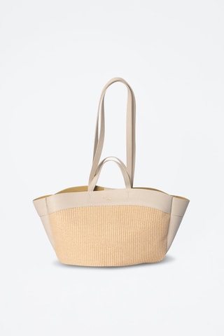 Leren Handtas Malta - Beige en wit