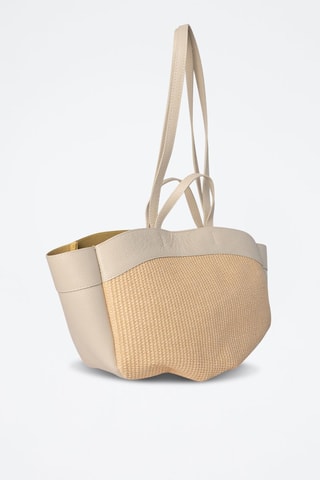 Leren Handtas Malta - Beige en wit