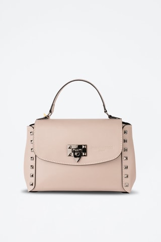 Leren Handtas Vile   - Beige en zilverkleurig