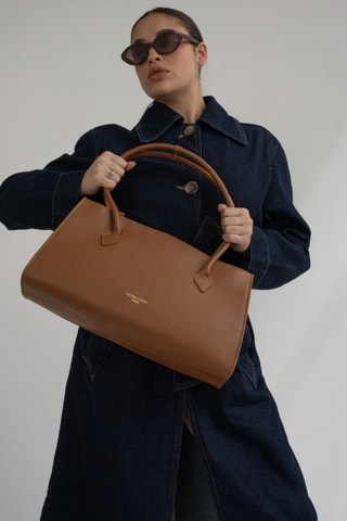 Leren Schouderhandtas Oxa   - Bruin