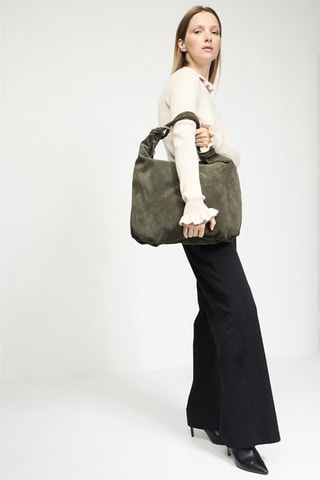Nubuck Handtas Naia - Flessengroen