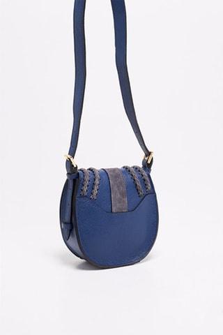Leren en Nubuck Schoudertas Mets - Marineblauw en Grijs