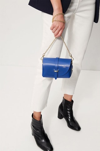 Leren Schoudertas Zephyr   - Blauw