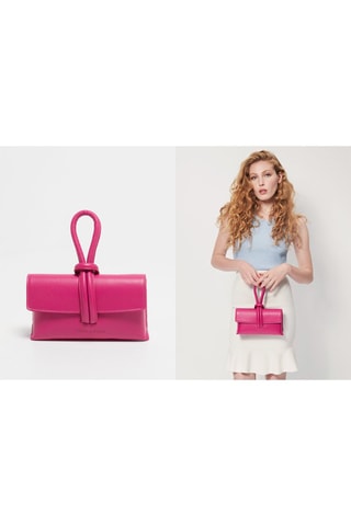 Leren Schoudertas Emy  - Roze