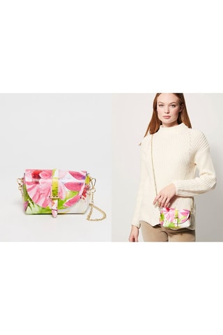 Leren Schoudertas Zephir - Wit en roze