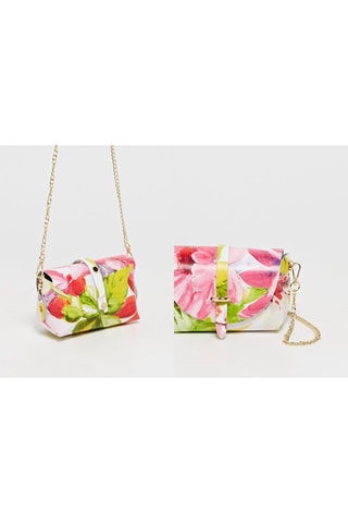 Leren Schoudertas Zephir - Wit en roze