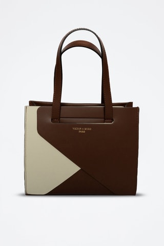 Leren Shopper Louane - Wit en bruin