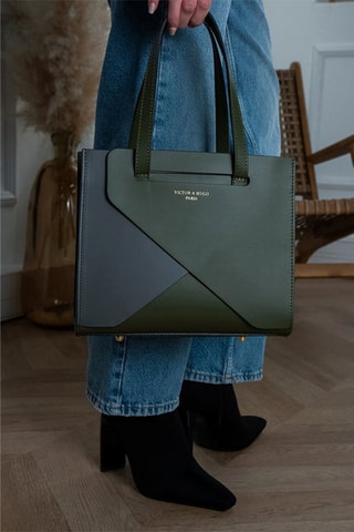 Leren Shopper Louane - Groen en Grijs