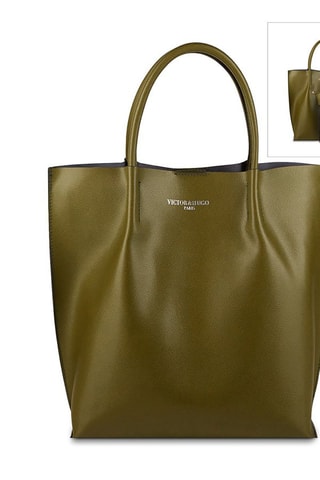 Leren Shopper Lava Flessengroen