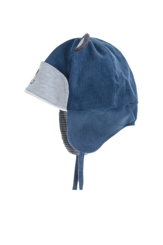 Bonnet aviateur à oreilles en velours - Bleu marine