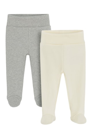 2 pantalons - Gris clair chiné et écru