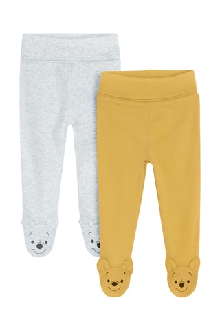 2 pantalons Winnie l'Ourson Disney - Jaune et gris clair chiné