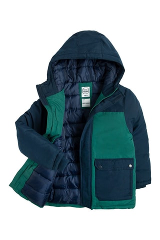Parka à capuche - Bleu marine et vert