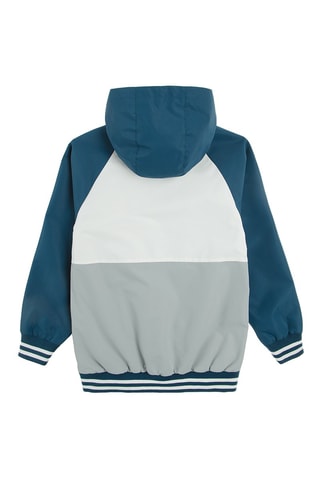 Veste à capuche - Bleu pétrole et blanc