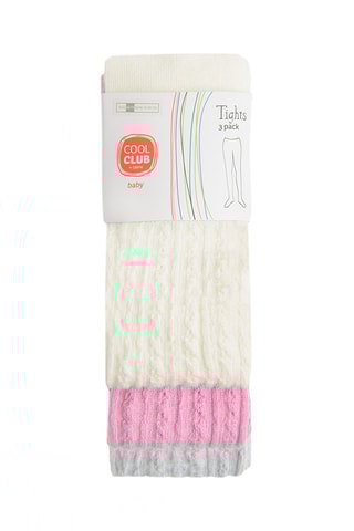 3 collants - Gris chiné, écru et rose