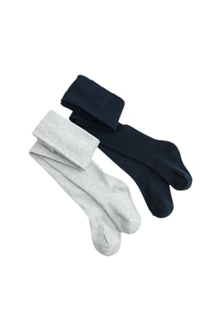 2 collants - Gris chiné et bleu marine