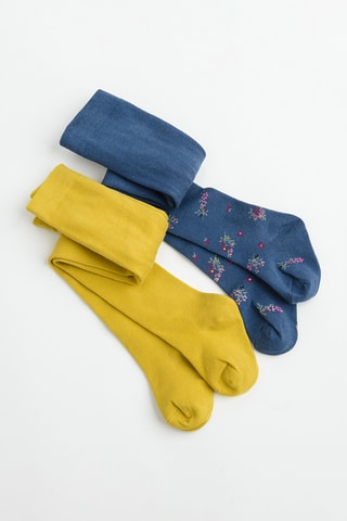 2 collants - Moutarde et bleu marine