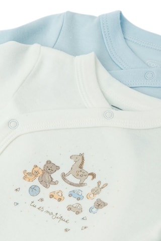 2 bodys en coton biologique - Blanc et ciel