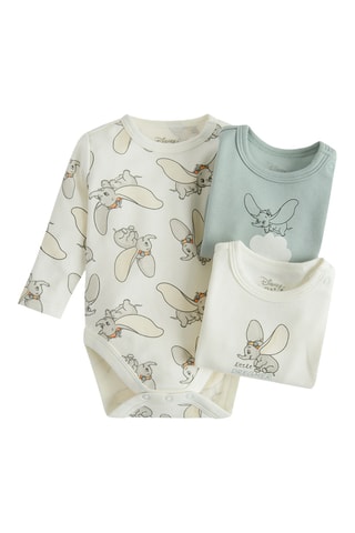 3 bodys Dumbo Disney - Vert et blanc
