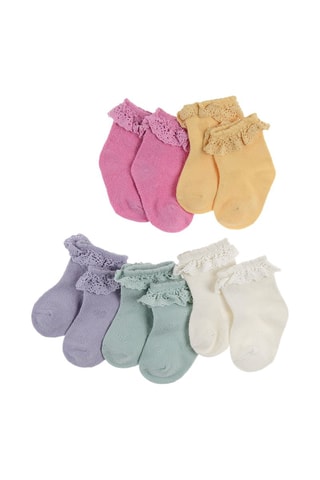 5 paires de chaussettes - Violet, rose et jaune
