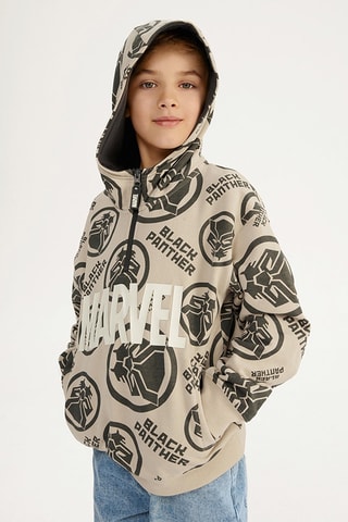 Sweat à capuche Panthère noire - Beige