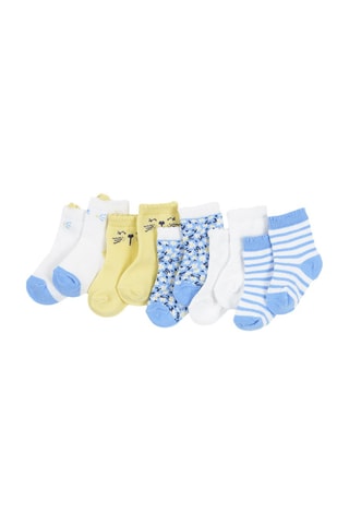 5 paires de chaussettes Blanc et jaune