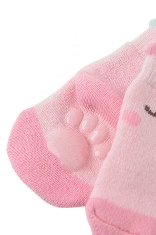 3 paires de chaussettes antidérapantes à oreilles - Ecru, rose clair et blanc