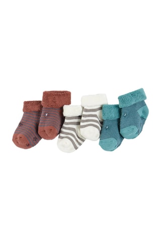 3 paires de chaussettes antidérapantes - Marron, blanc et indigo