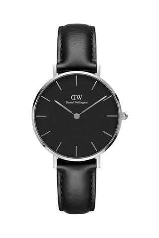 Leren Quartz Horloge Petite Sheffield - 32 cm - Zwart en Zilverkleurig