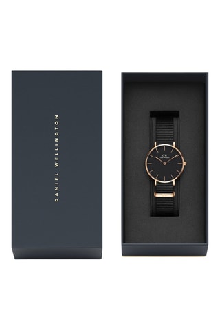 Polyester Quartz Horloge Petite 32 Cornwall - Zwart en Roségoudkleurig